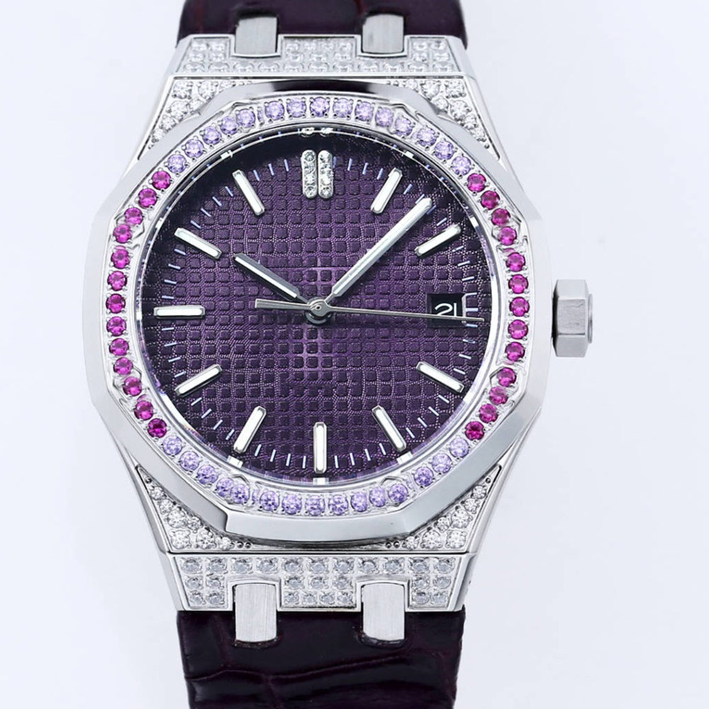 여성 시계 자동 기계식 운동 시계 37mm Rainbow Diamonds Ladies Business Wristwatches Montre de Luxe