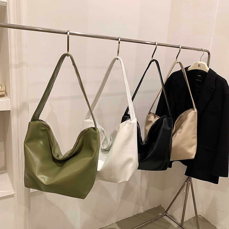 NXY Solid Color Pu Leather Hobo Bags 2023 Spring Trend Women Large Designer Simple Handtassen Hoge capaciteit Schoudertassen Hoge capaciteit