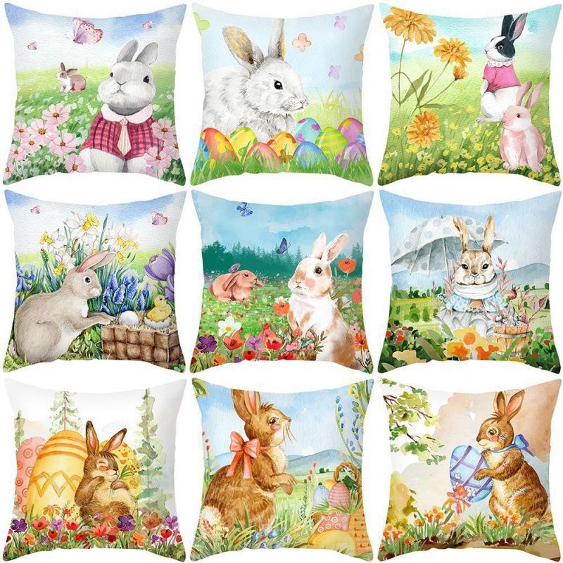 nordic new easter rabbit egg shape linen pillow case living room sofa bed head pillowcase wholesale home reading cushion decorative pillow cover protecors 45cm45cm