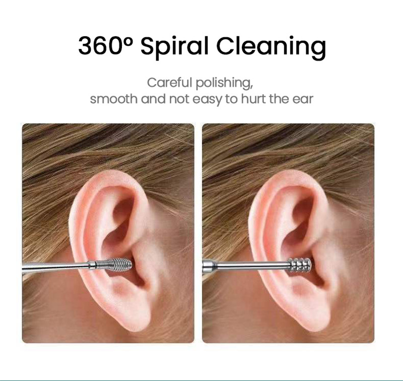 / réglage des soins oreilles Nettoyer l'élimination de cire en acier inoxydable Pickers de cire d'oreille outils de nettoyage de l'oreille Spoon Remover Remover Beauty Health