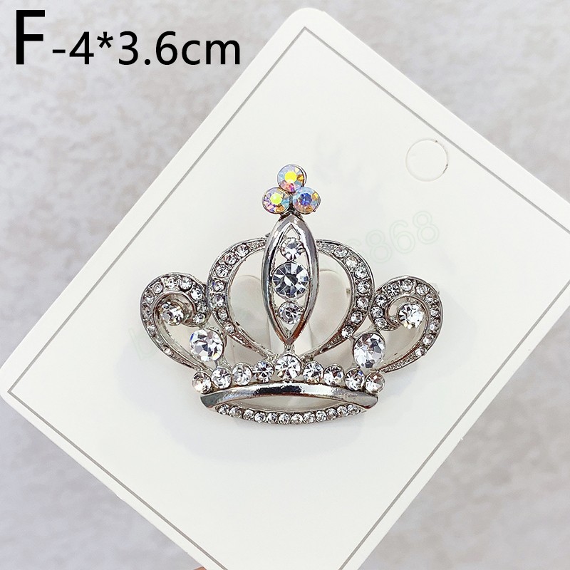 Fashion Crown Brooches Suit Lapel Pins Clear Rhinestone Pins Dress Decoration Buckle Jewelry Accessories For Women Gift