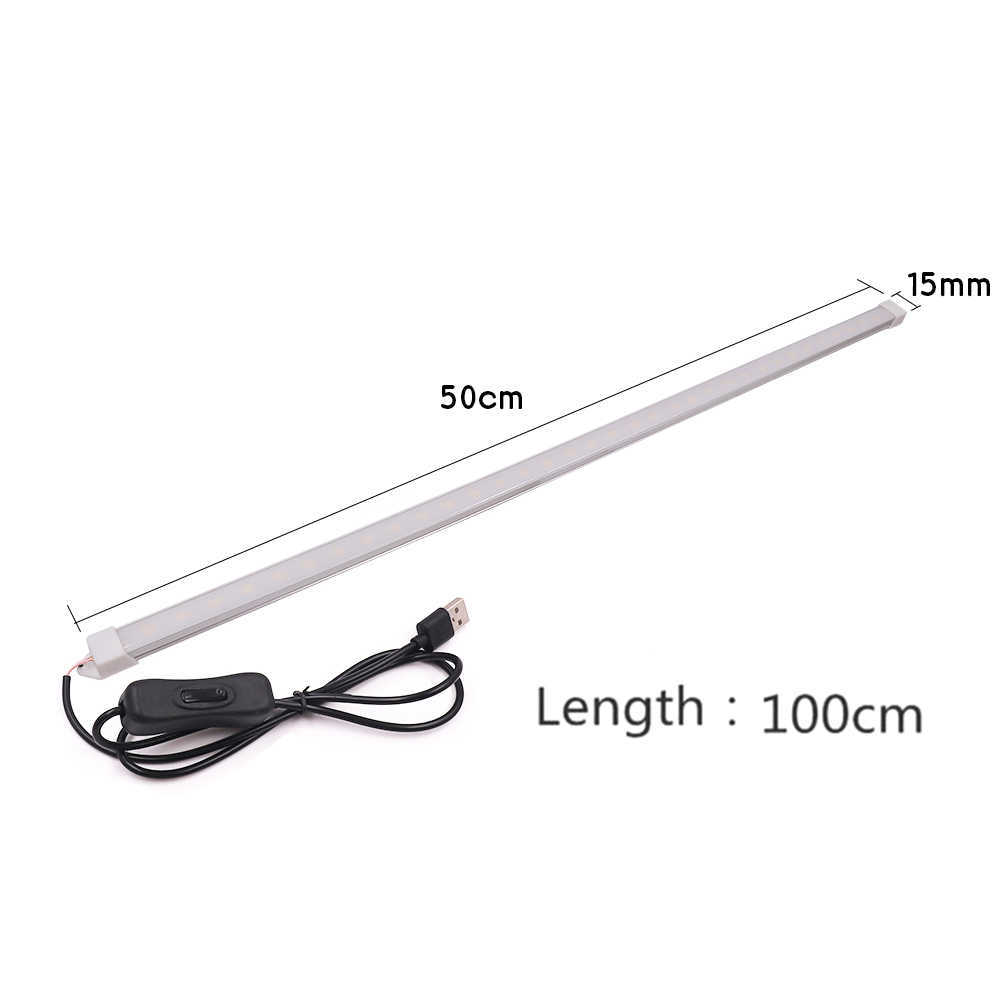 LED -stroken 10 cm 20 cm 35 cm 40 cm 50 cm 5V USB LED BAR LICHT SMD 5630 Stijgelste strip hard licht met aan/uit schakelaar keukenkast licht P230315