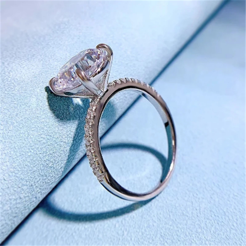 Solitaire 3ct Diamond Ring 100% Echt 925 sterling zilveren Party Wedding band Ringen voor Vrouwen Mannen Engagement Promise Sieraden