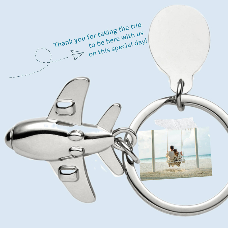 Personalized Airplane Keychain Wedding Favors Travel Theme Party Keepsale Anniversary Birthday Gift Event Giveaways Ideas