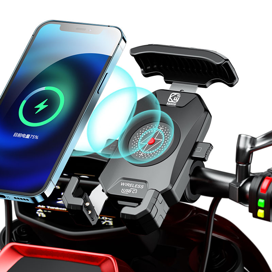 Motorfiets Telefoonhouder 15W Wireless Charger QC3.0 USB Laad Mount Stand Standbar Smartphone Bracket Bike mobiele telefoonondersteuning M14