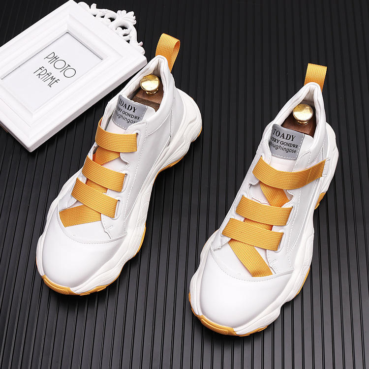 2023 white sports thick sole boots casual personality loafers Korean version of the trend youth versatile sneakers a6