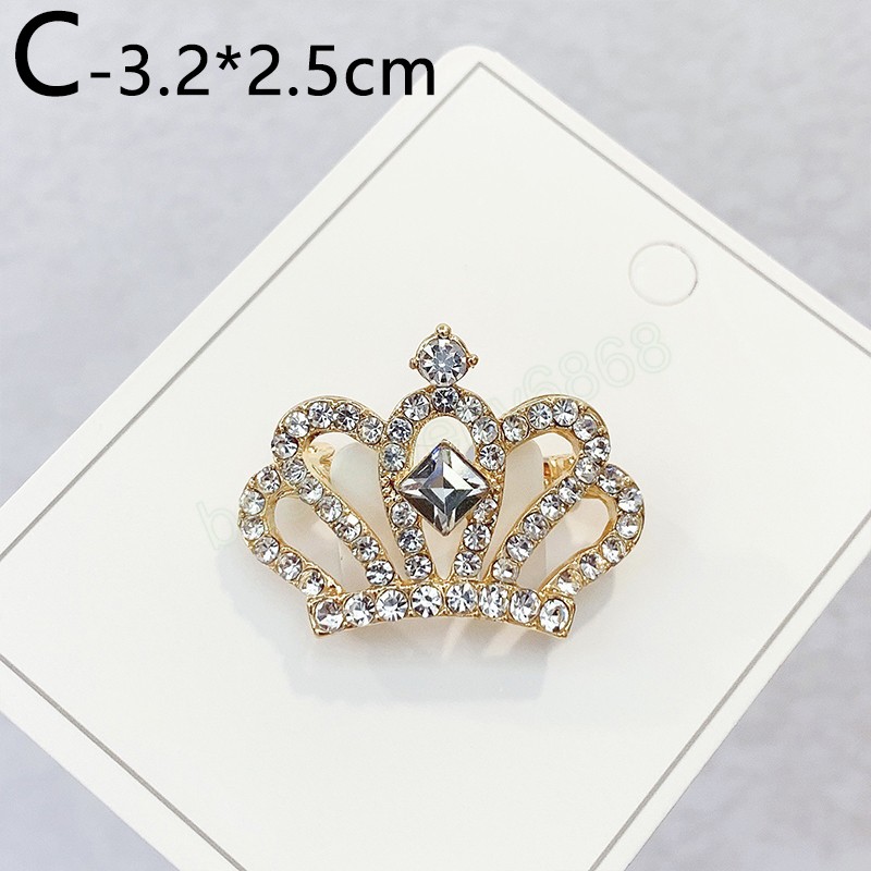 Fashion Crown Brooches Suit Lapel Pins Clear Rhinestone Pins Dress Decoration Buckle Jewelry Accessories For Women Gift