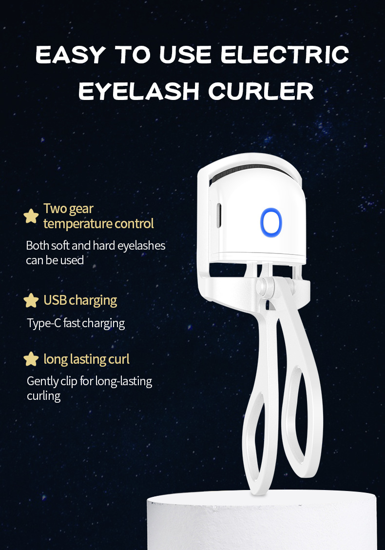 Portable Electric Eyelash Curler Charging Heating and Ironing Eyelash Clip Natural False Eyelash Curler Makeup Tools