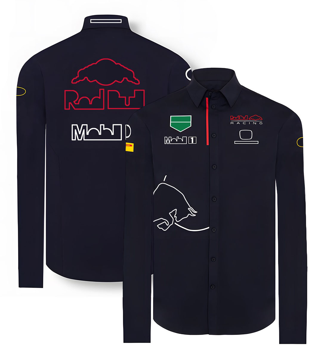 2023 Nuove camicie bianche a maniche lunghe F1 Formula 1 Fans Cash Shirt Casual Men Corean Custini comodi sciolto