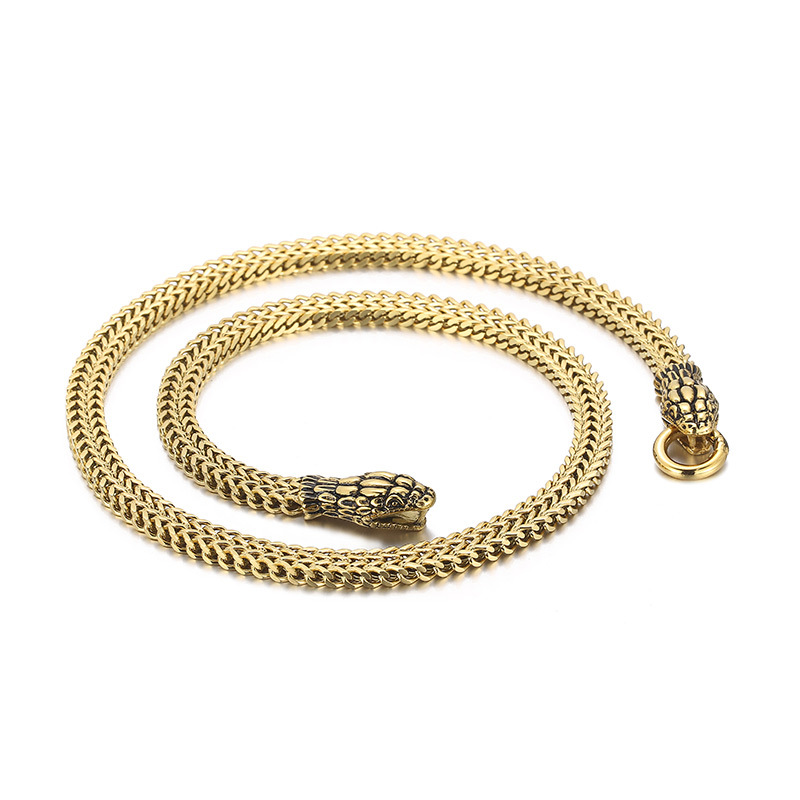 Панк -рок -велосипедное колье змей для мужчин Гот преувеличенный винтажный золотой серебряный цвет ожерелье Хрип
