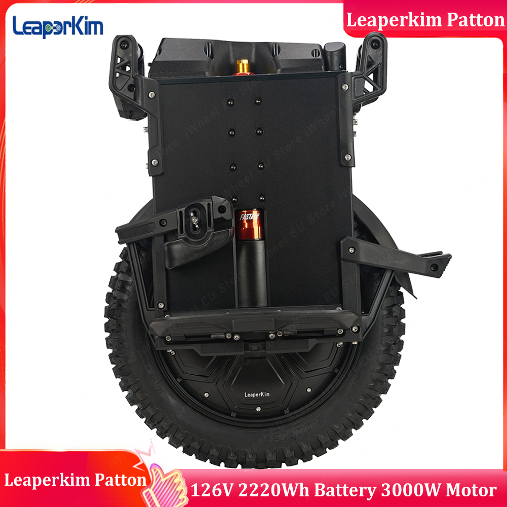 Leaperkim Veteran Patton Electric UniCycle 126V 2220WHバッテリー3000Wモーター18インチタイヤ80mmトラベルショックサスペンションホイール