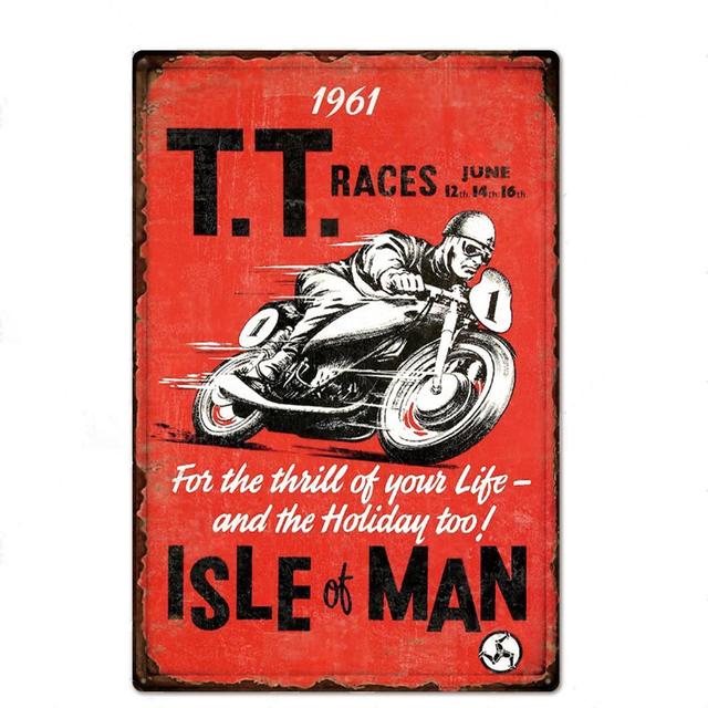 Motorcycle Riders Tin Signs Bar Motor Club Garage Retro Metal Plate Poster Indoor Pin Up Wall Signs Art Decorative Plaque Decor 30X20cm W03