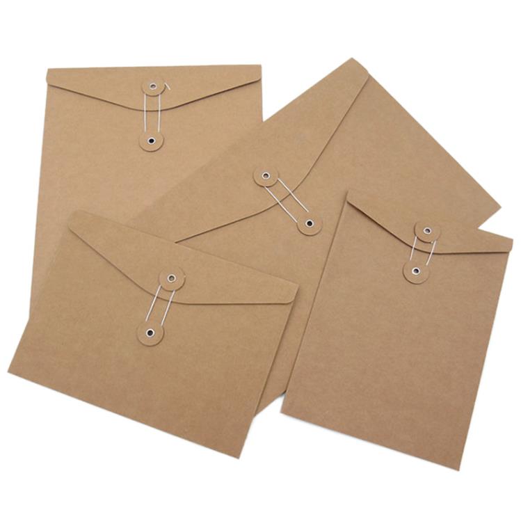 Bruin Kraft Paper A4 Documenthouder Bestand Storingszak Pocket Envelop Blank met opslag String Lock Office Supply Pouch SN4105