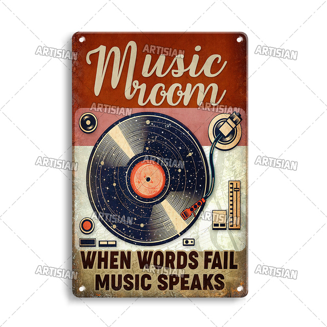 Artisian Music Metal Plaque Vinyl Tin Poster Retro Decorative Plate Wall Decor Garage Bar Pub Club Hotel Cafe Kitchen Home 30x20CM W03