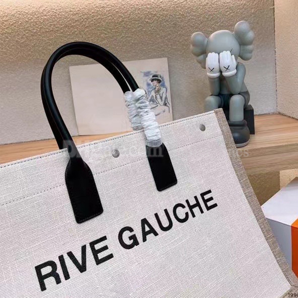 Relief Leather Tote Bag Beach Sunmmer Women RIVE GAUCHE Handbag Straw Braid Shoulder Bag Shopping Bags Purse Embossed Letters Shoulders tote bags