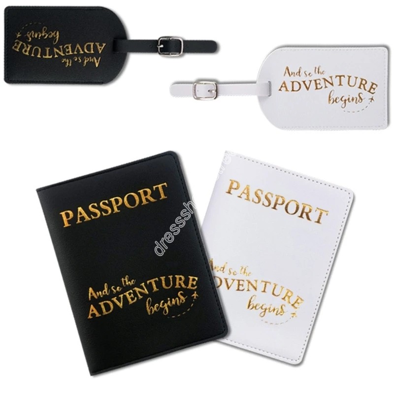 Couple amoureux porte-passeport étiquette de bagage cadeau de mariage mignon motif de marquage à chaud en cuir PU voyage passeport protecteur couverture