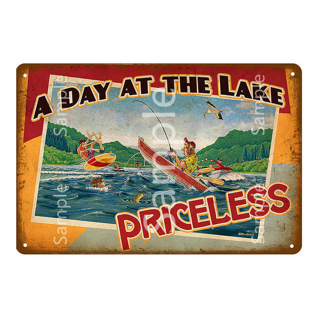 Big Waters Fishing Shabby Chic Metall Blechschild Bar Pub Outdoor Dekor Fischer Poster Fisch Nackt Wandaufkleber 30X20 cm W03