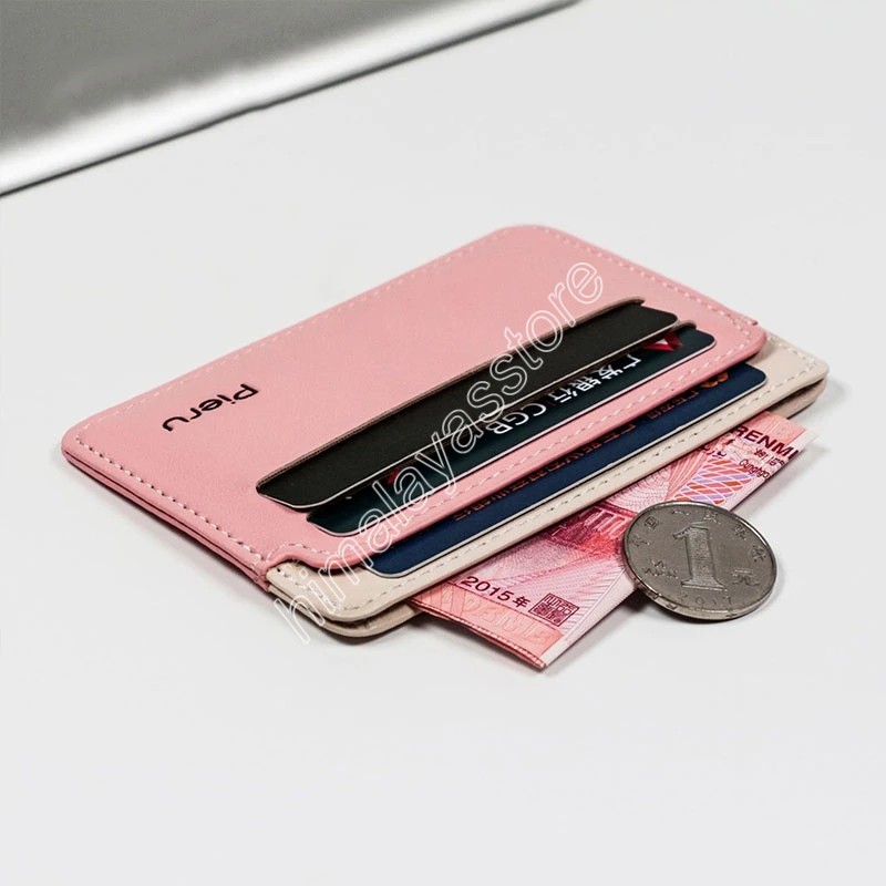 Nowy PU skórzany karta identyfikacyjna Uchwyt cukierków Kolor Bank Karta kredytowa Pudełko Multi Slot Slim Card Case Portfel Kobiety Men Business Card Cover