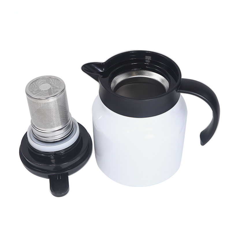 Sublimazione Caraffa termica caffè Thermos in acciaio inossidabile 27oz 34oz Teiera a doppia parete con filtro tè rimovibile Caffettiera calda luccicante di grande capacità