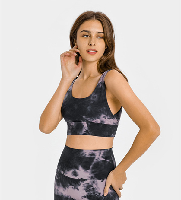 LL Women Yoga Tie-dye Fitness Bra Tops Crew Neck Gril Fintness Tank Vest Solid Workout Breathble Shockproof Top Female LL767