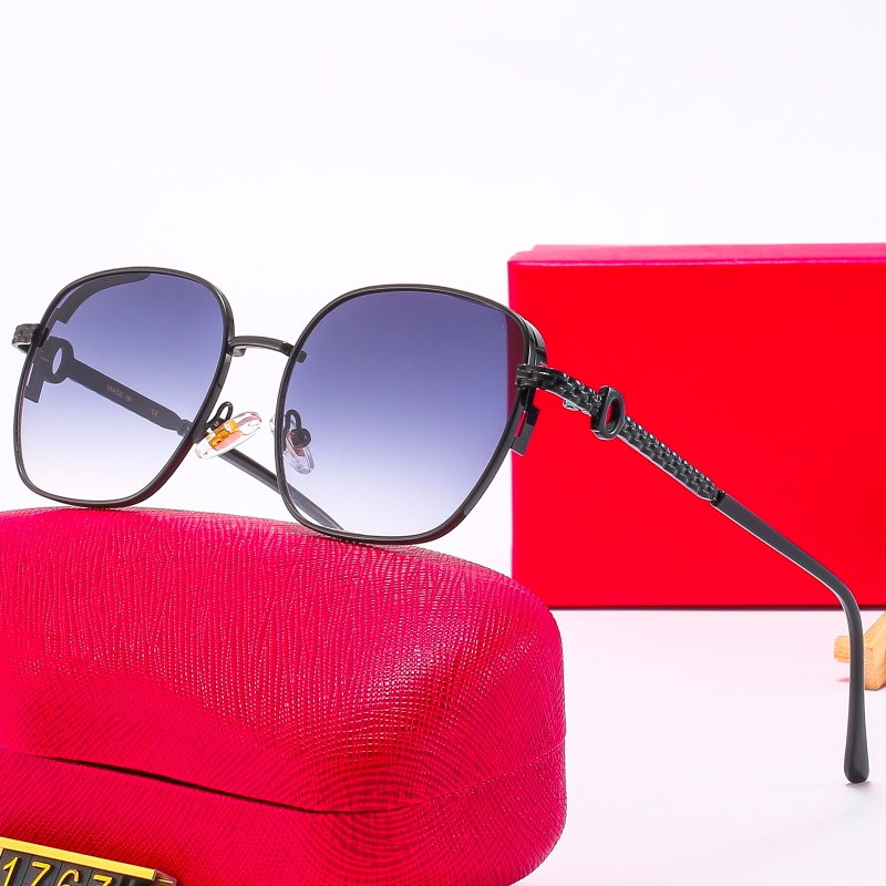 Designer röda solglasögon för kvinnor man solglasögon mode klassisk kantlös guldmetall ram vagn glasöglasser goggle utomhus strand mu276s