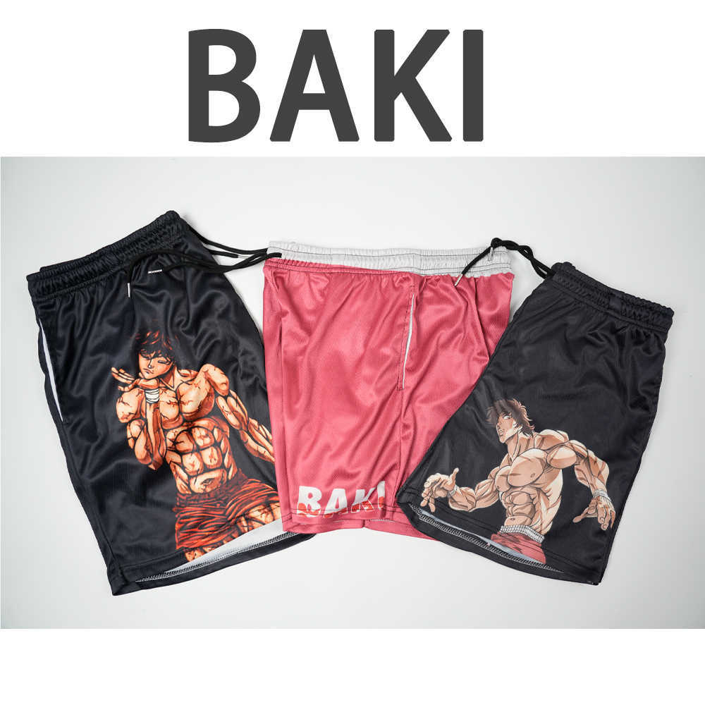 Мужские шорты GYM for Men to Fitness Anime Manga Baki Hanma 3D Printed Short Pants Mesh Quick Dry Casual Sports Scanties Male W0316