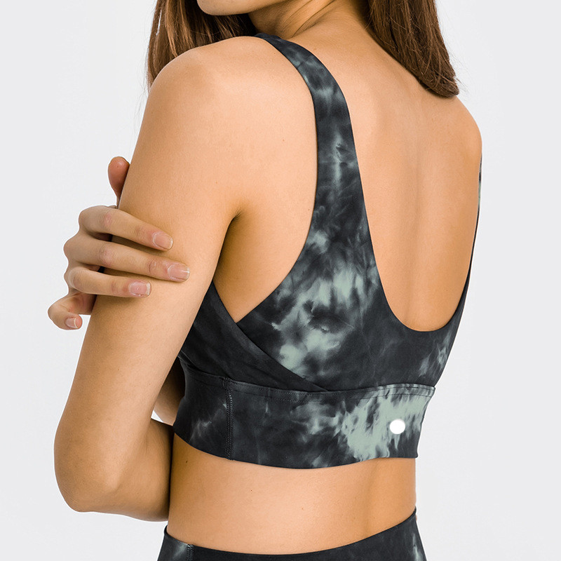 LL Donne Yoga Tie-dye Fitness Reggiseno Top Girocollo Gril Fintness Canotta Canotta Allenamento Solido Traspirante Antiurto Top Donna LL767