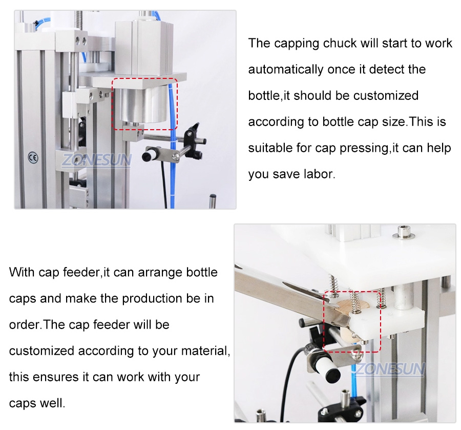 ZONESUN ZS-XG1870D1 Pneumatic Automatic Wooden Cork Feeding Pressing Machine Desktop Capping Machine for Glass Wine Bottle