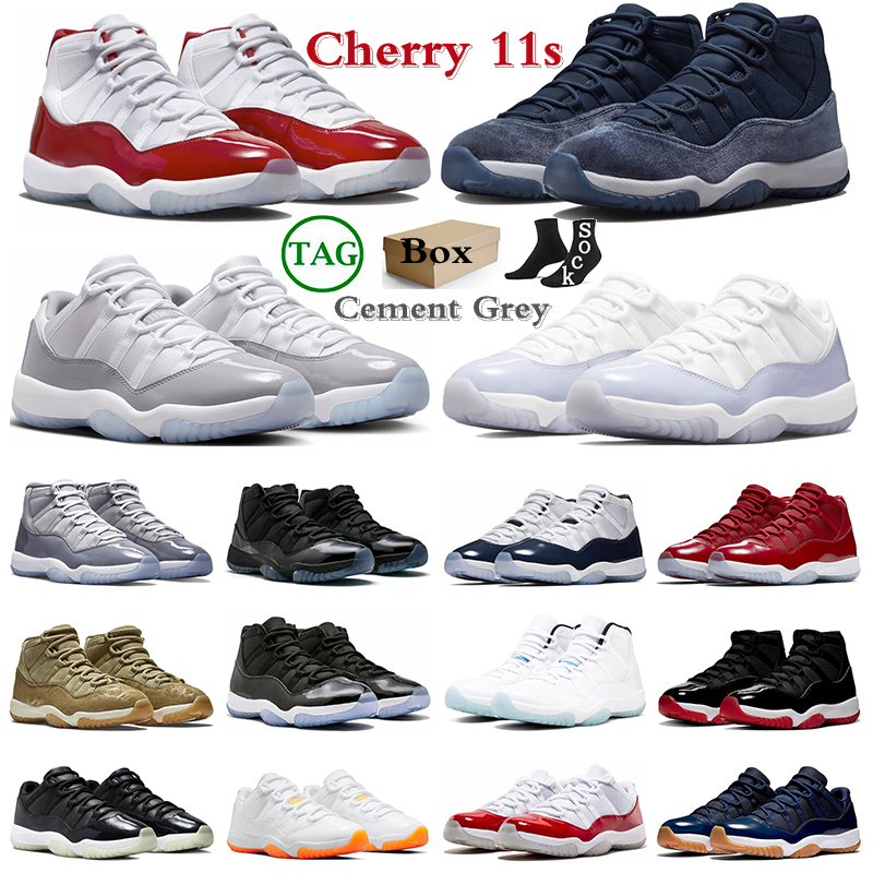 Cherry 11s basketbalschoenen 11 heren Trainers Dames Sneakers Cement Gray Midnight Navy Cool Gray Gamma Blue Pure Violet Cap en Gown Jumpman 11 Sports Trainers