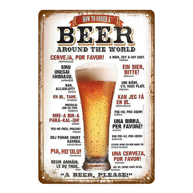 Cold Beer Metal Painting Poster Cocktail Wine Bar Decor Vintage Metal Sign Pub Club Hotel Art Gift Home Wall Painting Plaque 30X20cm W03