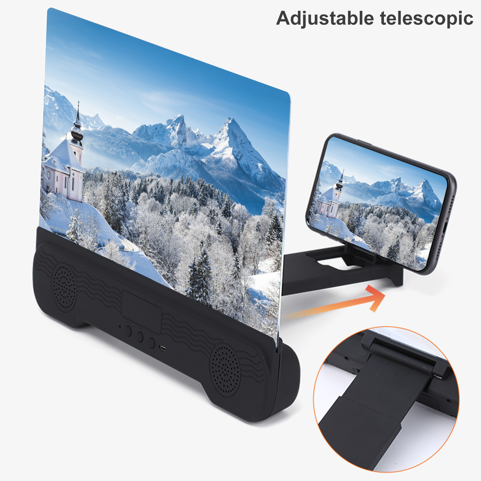 Universal Phone Mounts 14 Inch Mobile Phone Screen Magnifier Bluetooth Stereo Speaker HD Screen Enlarger Anti-blue Light Anti-glare Foldable k9