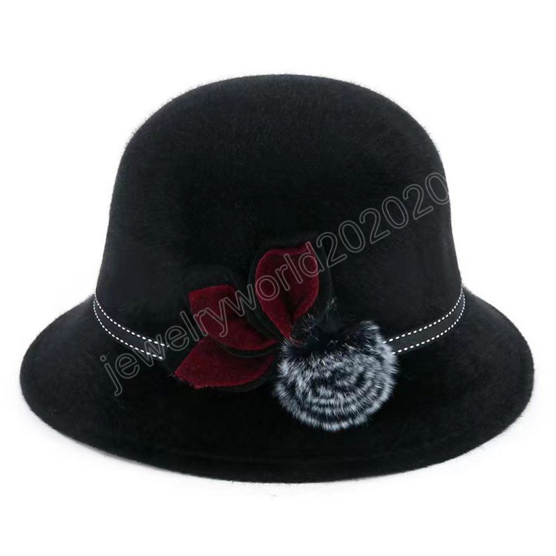 2023 Women Hats Wedding Church Elegant Vintage Bowknot Wool Ladies Hat Female Bow Bowler Flower Sun Hat Elegant Fedoras Cap