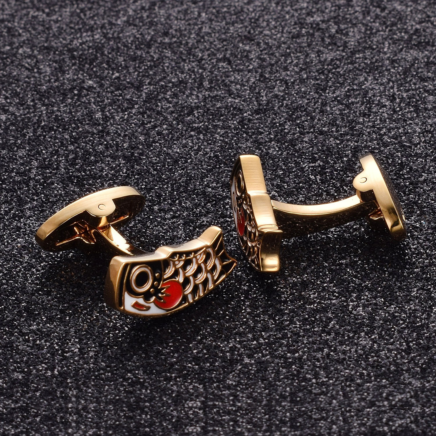 Yoursfs Set Fish Cuff links Men Fashion Gold Plated 18K Unique Anniversary Holiday Birthday Gift3451863