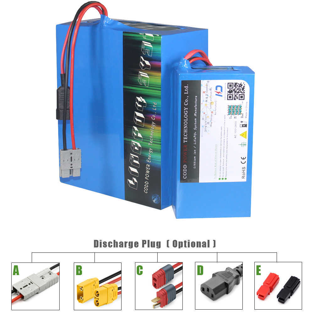 36V 80AH Electric Bike Scooter Lithium Ion Battery Pack med 2000W 3000W BMS 5A -laddare