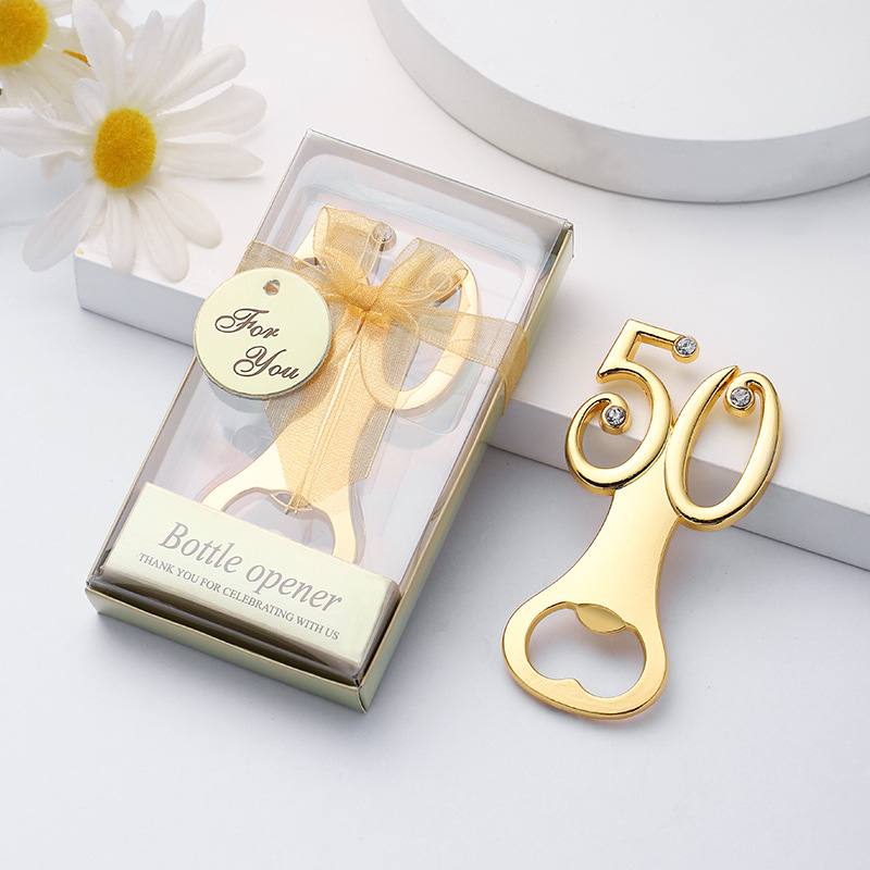 Favor Golden Wedding Souvenirs Digital 50 Bottle Opener 50th Birthday Anniversary Gift For Guest dh2369