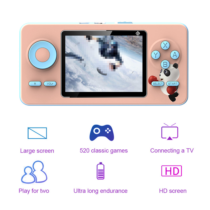 Портативные игровые игроки встроенные 520 ретро-игровой консоль видео классическая игра Mini Handheld Player Player Красочный ЖК-дисплей сингл/двойной игрок для Kid Gift