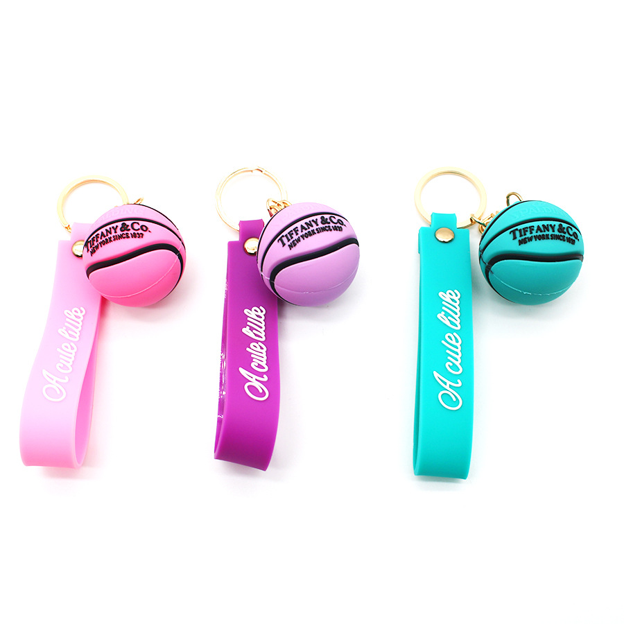 Designer mobile phone charms Car key ring pendant PVC soft glue keychain cartoon three-dimensional drop glue keychain hanging ornaments basketball souvenirs