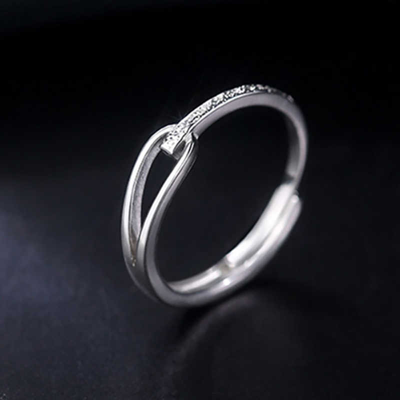 Bandringen Foxanry Minimalistisch Zilver Kleur Zirkonia Verlovingsringen voor Vrouwen Paar Koreaans Trendy Elegant Geometrisch Handgemaakte Bruid Sieraden G230317