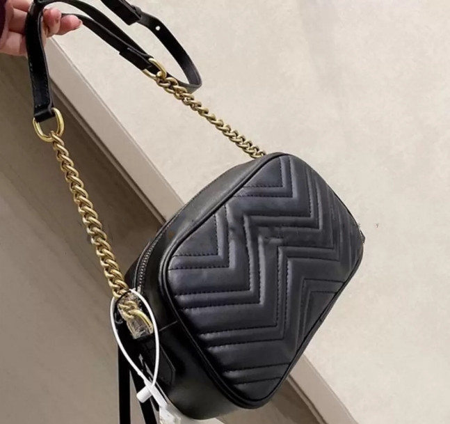 10A Top Tier Mini Marmont Belt Bag Mirror Quality Womens Real Leather Real Quilted Black Purse Luxury Designer Handbag Crossbody Shoulder Chain Flap Bag With Box