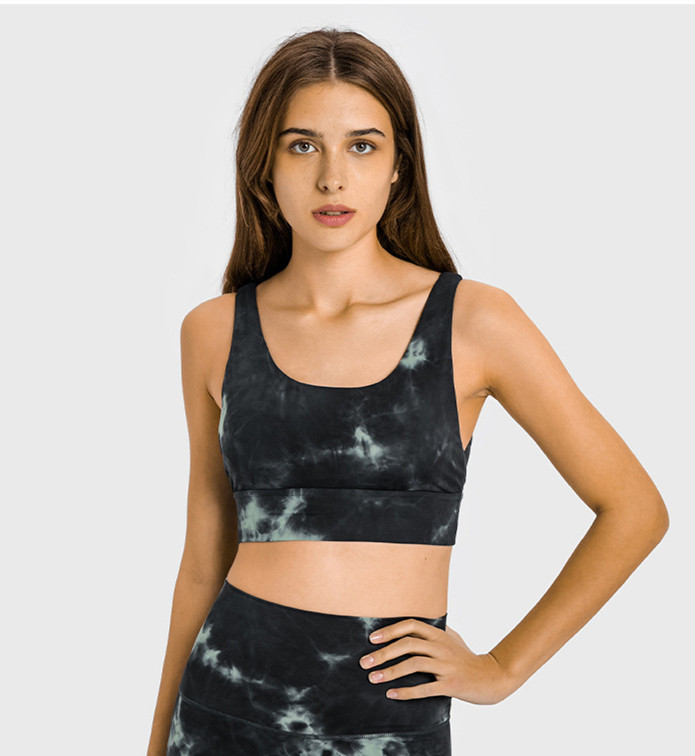 LL Donne Yoga Tie-dye Fitness Reggiseno Top Girocollo Gril Fintness Canotta Canotta Allenamento Solido Traspirante Antiurto Top Donna