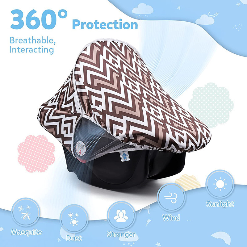 Baby Car Seat Cover With Sunshade Open Window Breathable Mesh Protect Baby From Mosquitoes And Sun Windproof Stroller Accessory