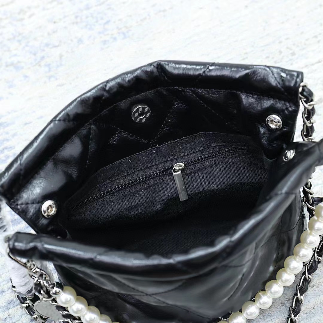 الأزياء C Crossbody Bag Luxury Women Garbage Bag Metal Pearl Double Chain Diamond Checker large crace regline lateine ​​vintage vintage bagge metal bag bag