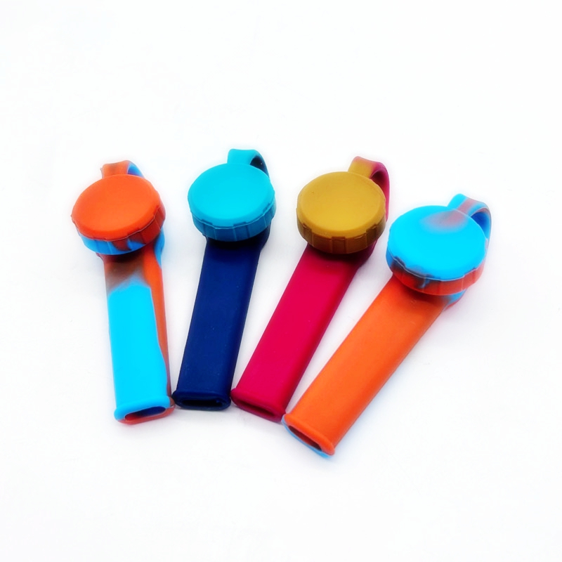 Colorful Portable Buckle Silicone Pipes Herb Tobacco Cover Oil Rigs Metal Multihole Filter Spoon Bowl Handpipes Innovative Smoking Cigarette Hand Holder Tube