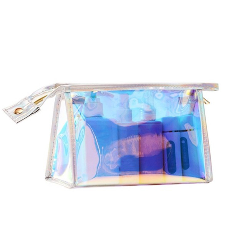 Borsa cosmetici impermeabile da donna Custodia trucco con cerniera trasparente in PVC Borsa da viaggio organizer da toilette portatile da donna