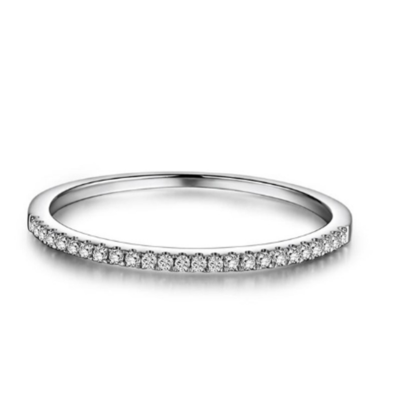 Simple Eternity Band Ring 925 Sterling Silver AAAAA Zircon CZ Wedding Band Rings for Women Bridal Statement Party Jewelry
