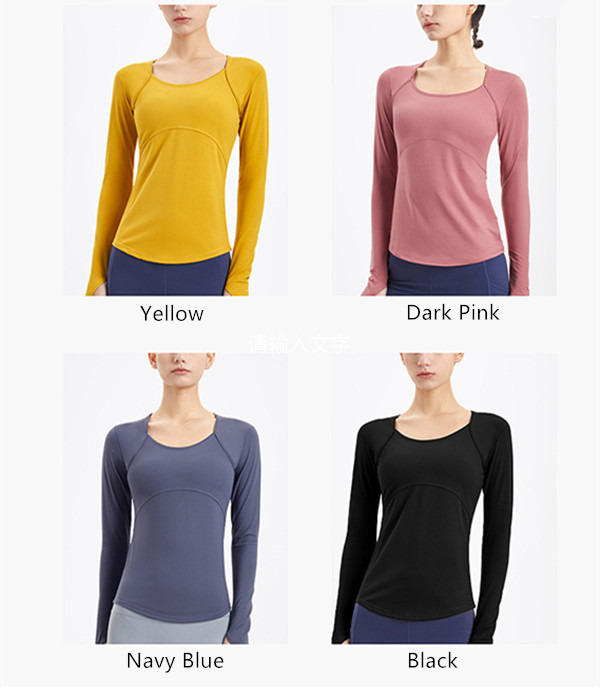 LL Women's Yoga Long Sleeve Shirt Tight Fit Top Solid Color Loose Sports Fitness Round Neck Jogging Sportswear Breathable LL803