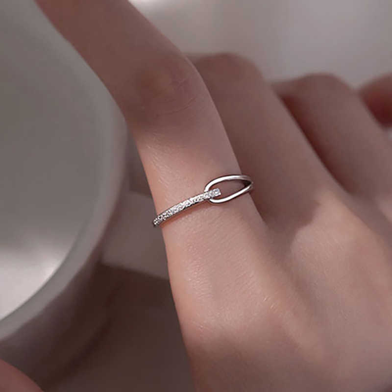 Bandringen Foxanry Minimalistisch Zilver Kleur Zirkonia Verlovingsringen voor Vrouwen Paar Koreaans Trendy Elegant Geometrisch Handgemaakte Bruid Sieraden G230317