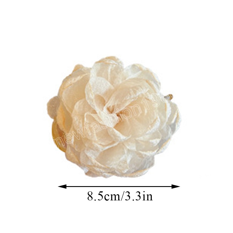 Camellia Hair Garra Clipe Flor Mulheres Meninas Flores Ponytailt Solder Clamps Barrette Fashion Grab for Hair Clips Acessórios