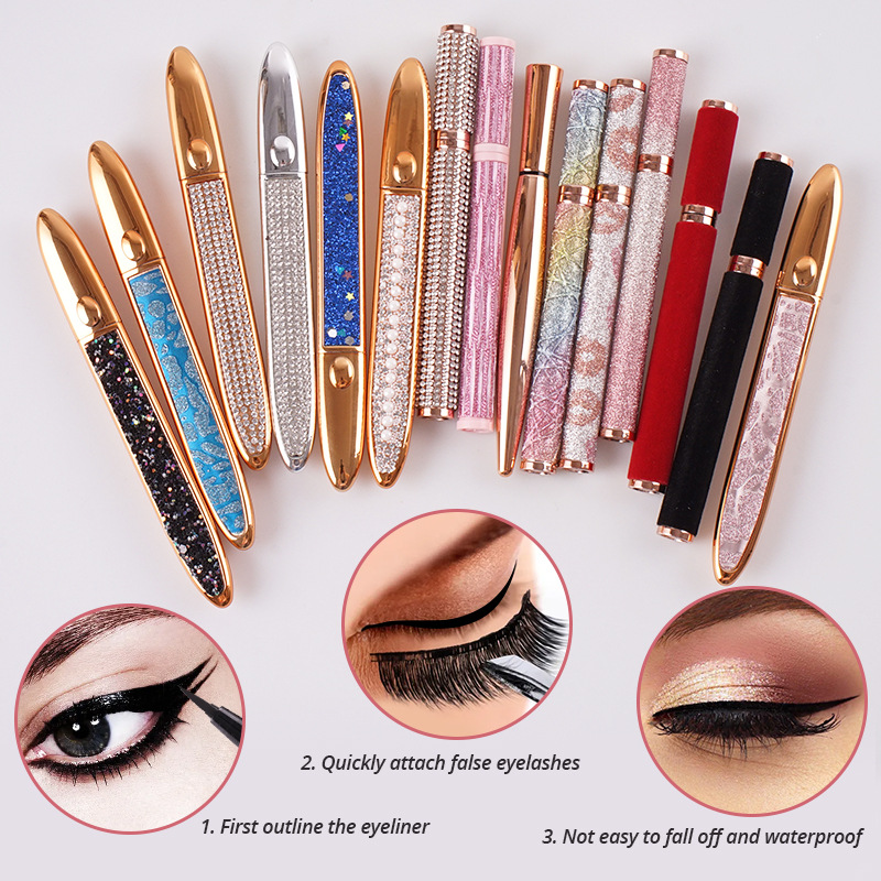 2 en 1 cils auto-adhésifs crayon eye-liner liquide longue durée sans colle cils non magnétiques à séchage rapide collant eye-liner stylo