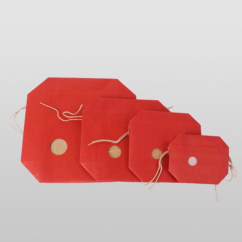 Confezione regalo Sacchetti regalo in carta kraft marrone rossa resistente all'umidità Scatola trasparente Finestra in piedi Borsa imballaggio in carta kraft con manico in corda 200 pezzi